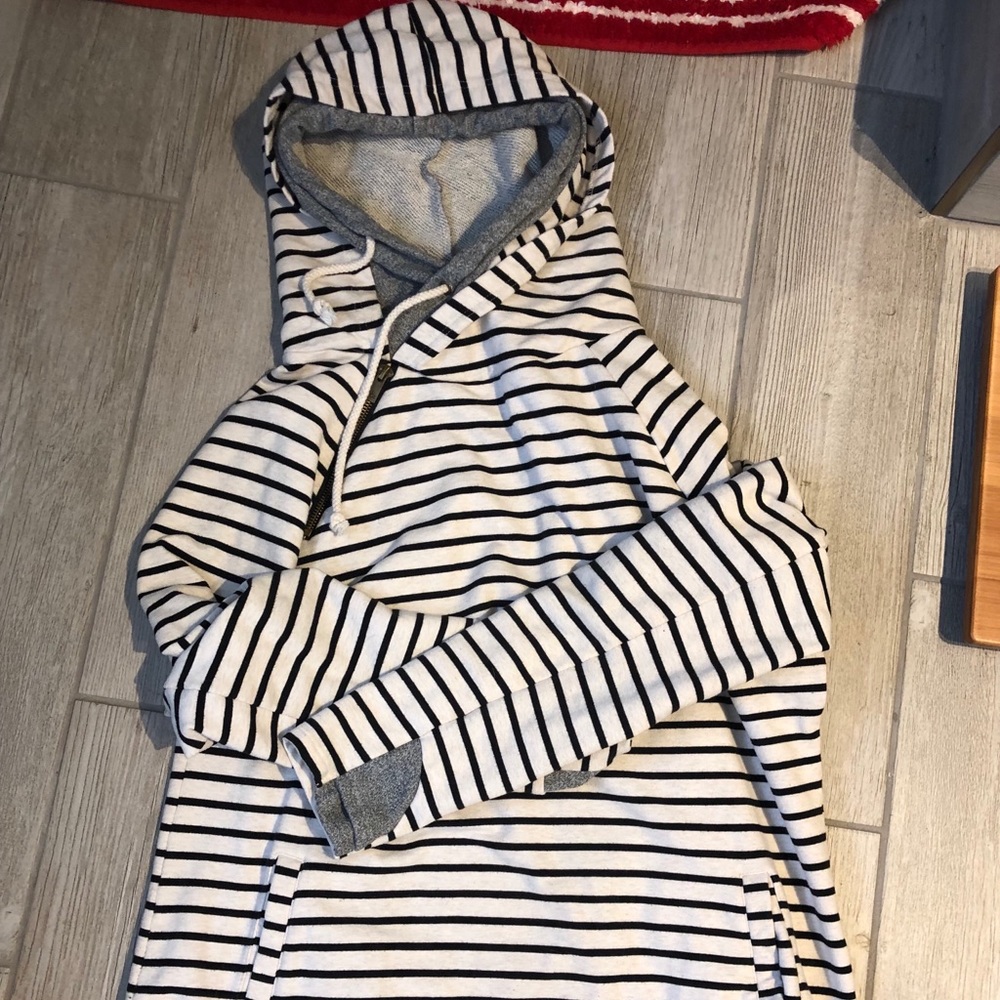 Striped double hood hoodie